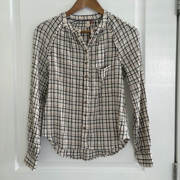 Pilcro Crinkle Plaid Button Front Shirt Medium Anthropologie - Picture 9 of 9